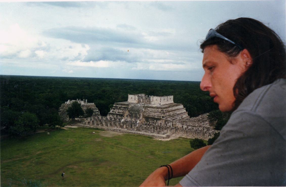looking out over a Mayan temple and flat forest